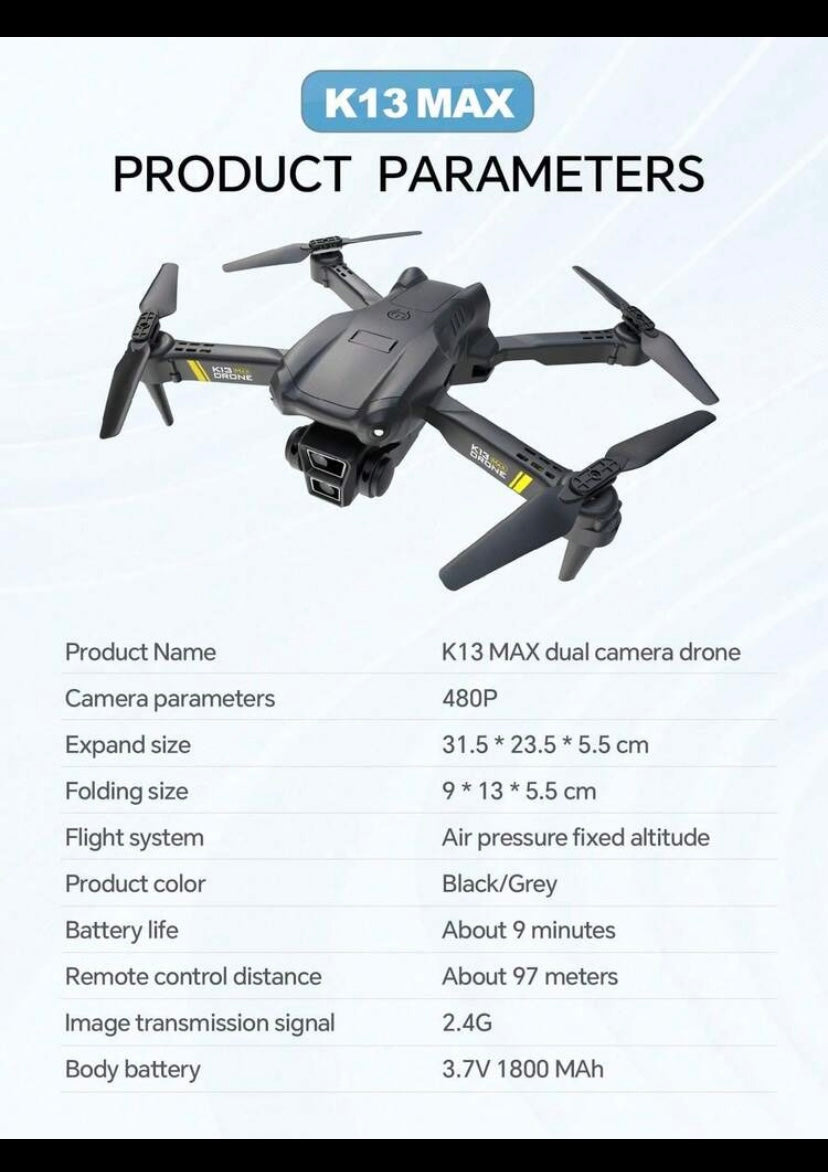 TOKQI K13 MAX Foldable Drone – Dual Camera Remote Control Drone